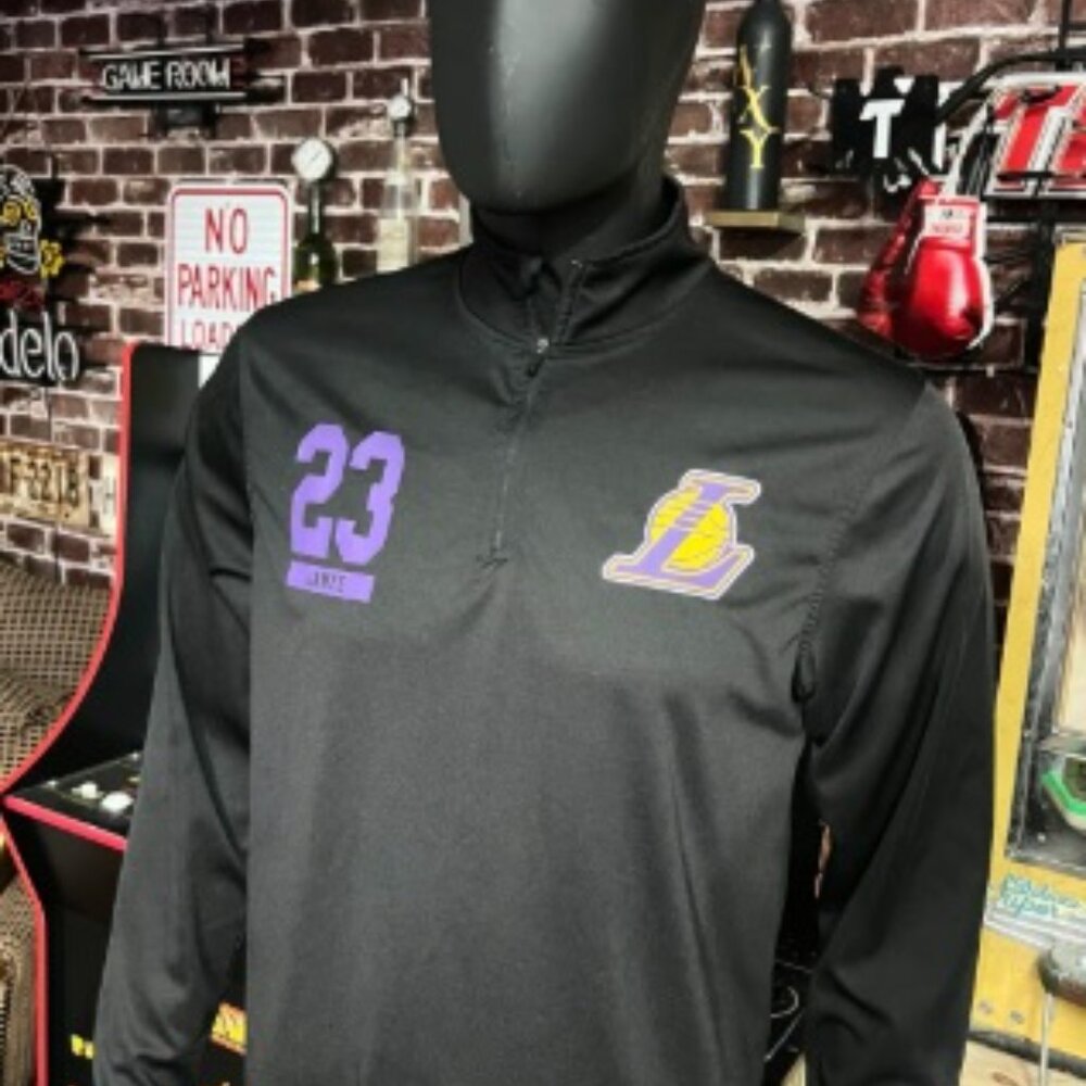 LeBron James LA Lakers 1/4 Zip Black Lightweight Pullover Shirt Small NBA